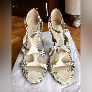 Kors Michael Kors White Python Sandal Heels 9.5